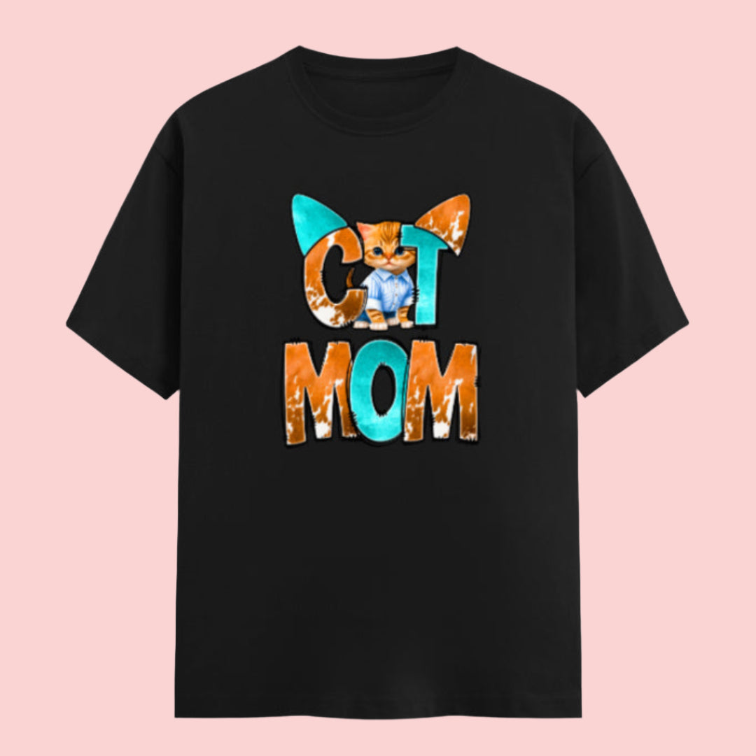 Cat Mom Unisex Crew T-shirt Black