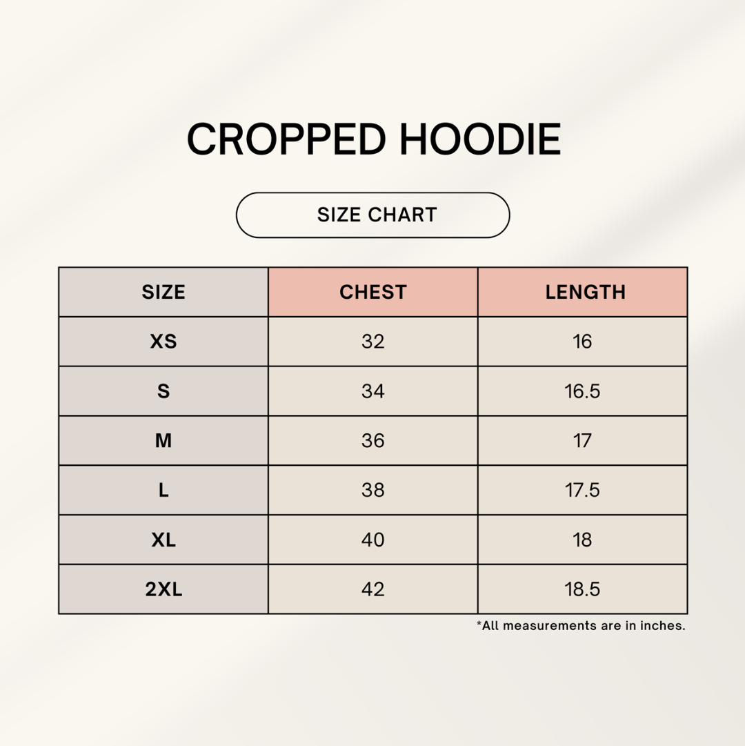 Cropped Hoodie Size Chart