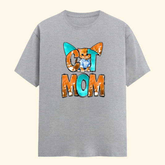 Cat Mom Unisex Crew T-Shirt Gray