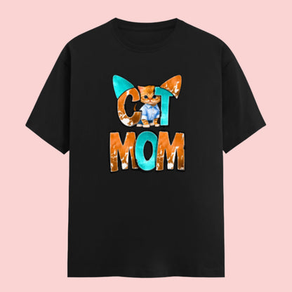 Cat Mom Unisex Crew T-shirt Black