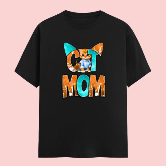 Cat Mom Unisex Crew T-shirt Black