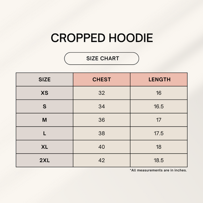 Cropped Hoodie Size Chart