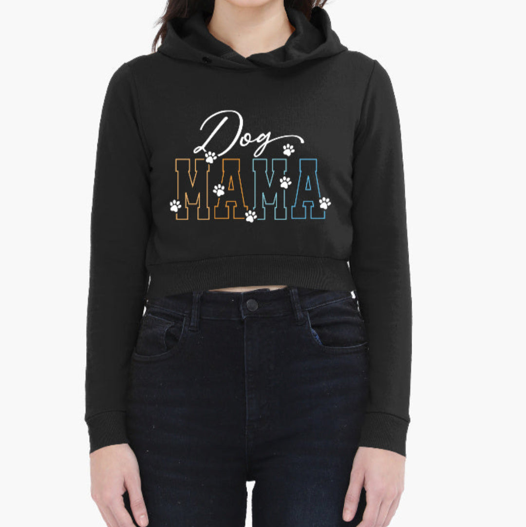 Dog Mama Cropped Hoodie Black