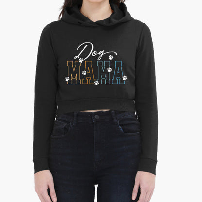 Dog Mama Cropped Hoodie Black