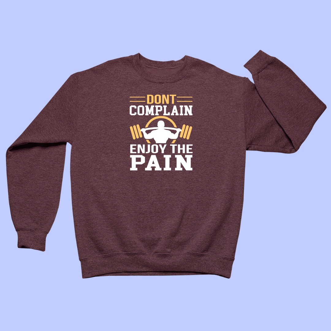 Maroon sweatshirt with motivational text and graphic on a light blue background