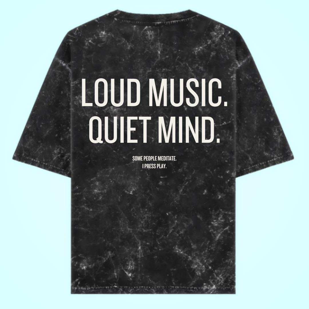Loud Music Quiet Mind Acid Washed Oversized T-Shirt