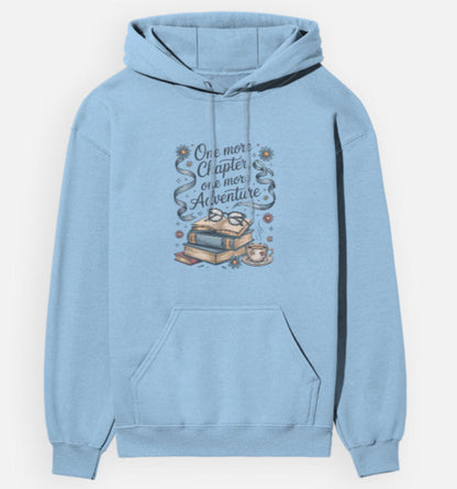 Light blue hoodie with a graphic design on a white background