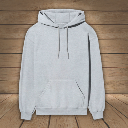Gray hoodie on a wooden surface