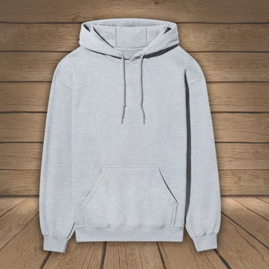 Gray hoodie on a wooden surface