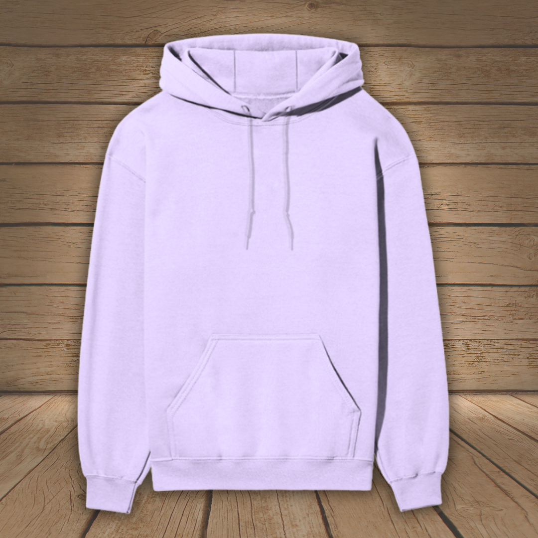Lavender hoodie on a wooden floor