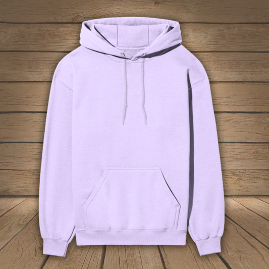 Lavender hoodie on a wooden floor