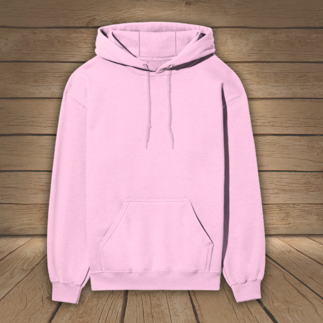 Pink hoodie on a wooden floor