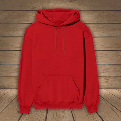 Red hoodie on a wooden background