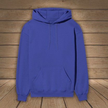 Royal Blue hoodie on a wooden background