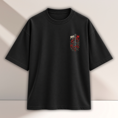 Rock On Guitar Unisex Oversized Classic T-Shirt (Back Print)