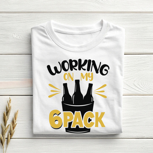 Working On My Six Pack | Unisex Classic Crew T-Shirt | White